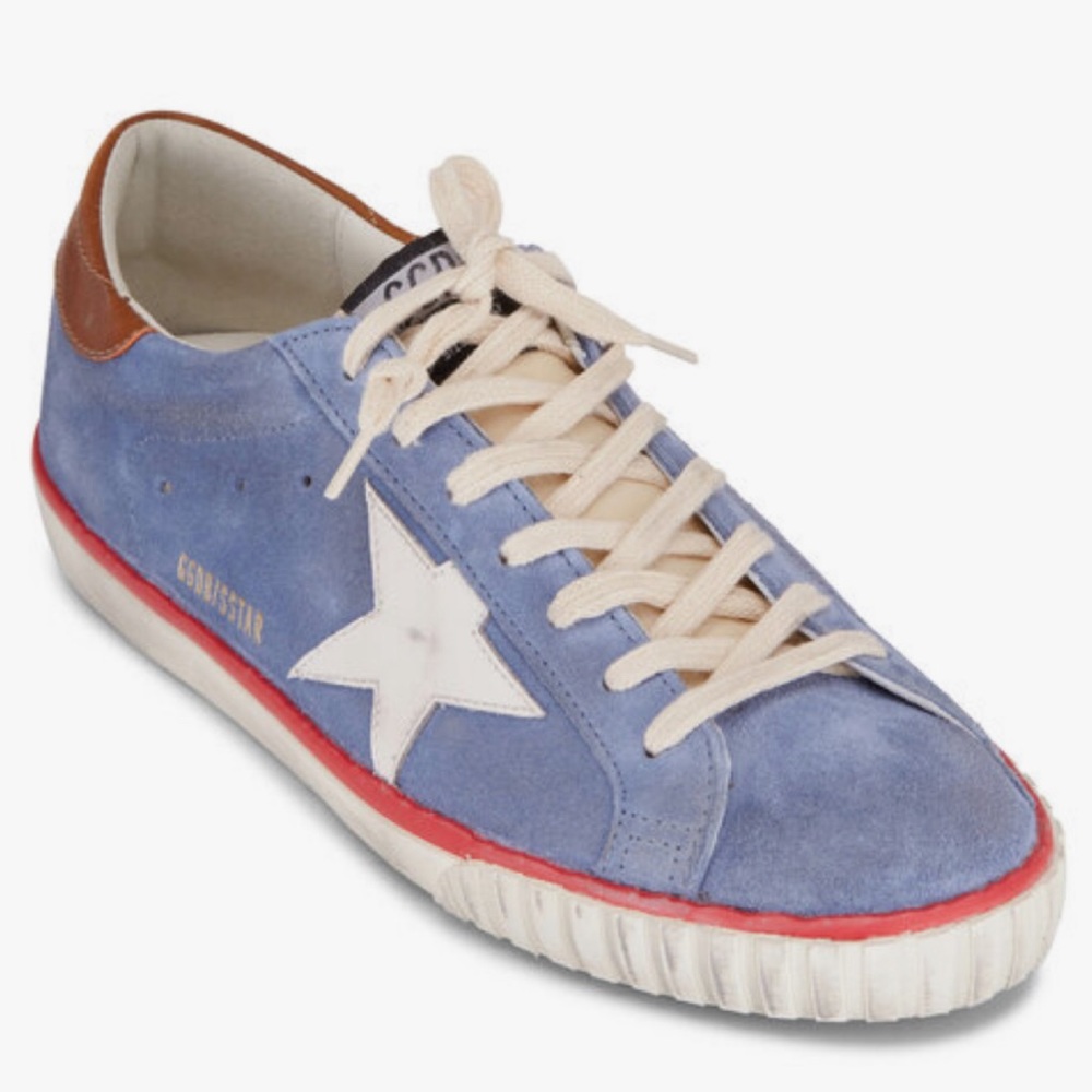 GOLDEN GOOSE
Super-Star Blue Suede Low Top Sneaker